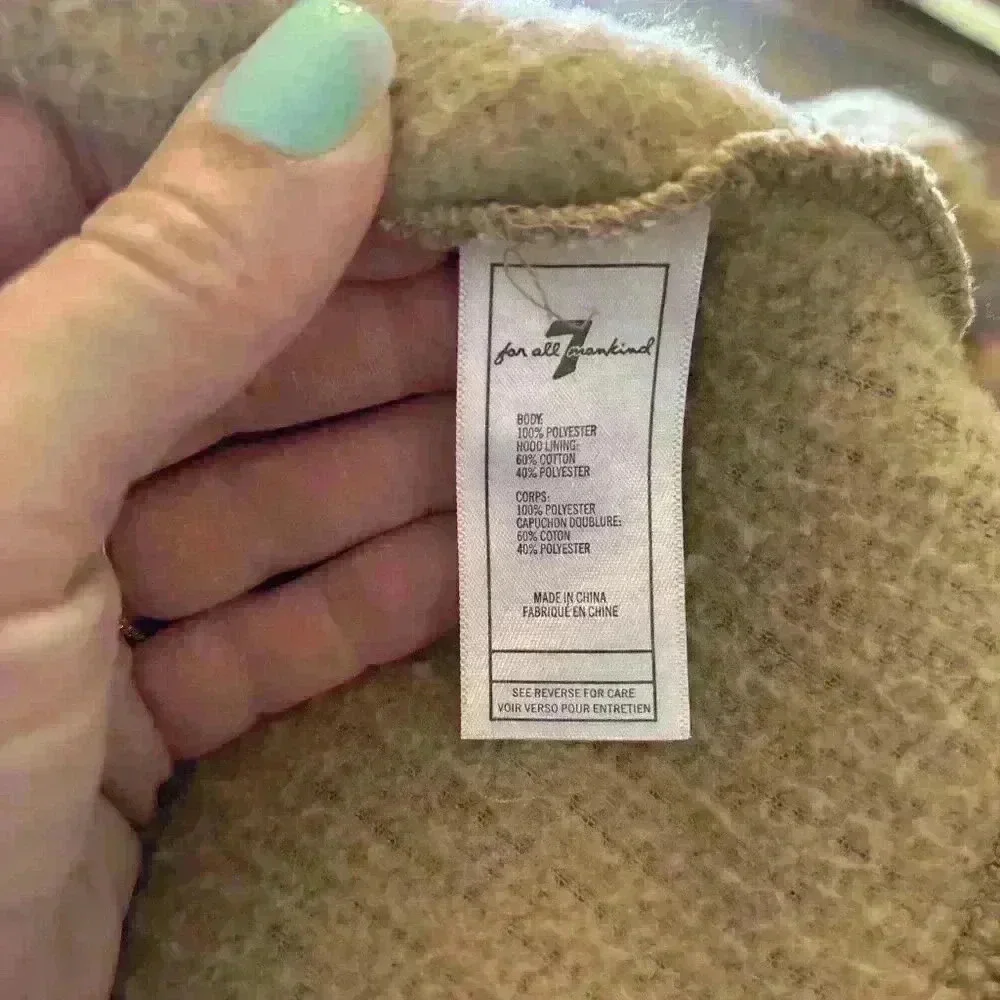 7 For All Mankind Tan Teddy Bear Jacket Size 18M Full Zip With Hood